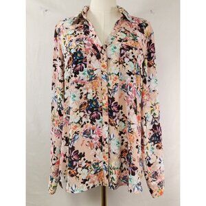 Express Women's Pink Floral Long Sleeved Blouse Size Large